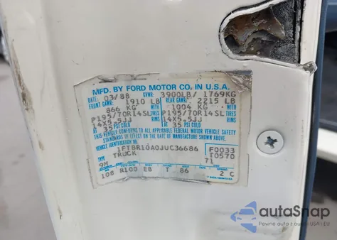 1988 Ford Ranger from USA, damaged, VIN 1FTBR10A0JUC36686